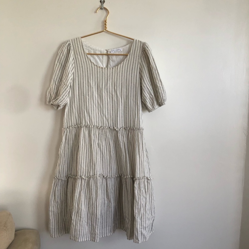 Womens White Striped Cotton Dress